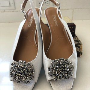 White shimmery slingback J.Renee shoes